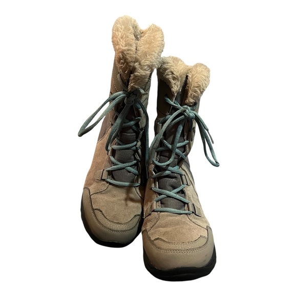 Columbia Women’s Winter Boots Size 9.5 Faux Fur Grey & Blue - Picture 6 of 10